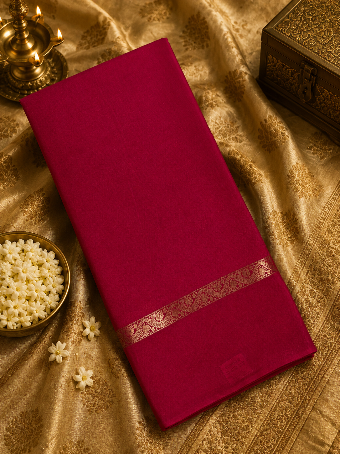 Pure Mix Mysore Crepe Silk Saree- Reddish pink