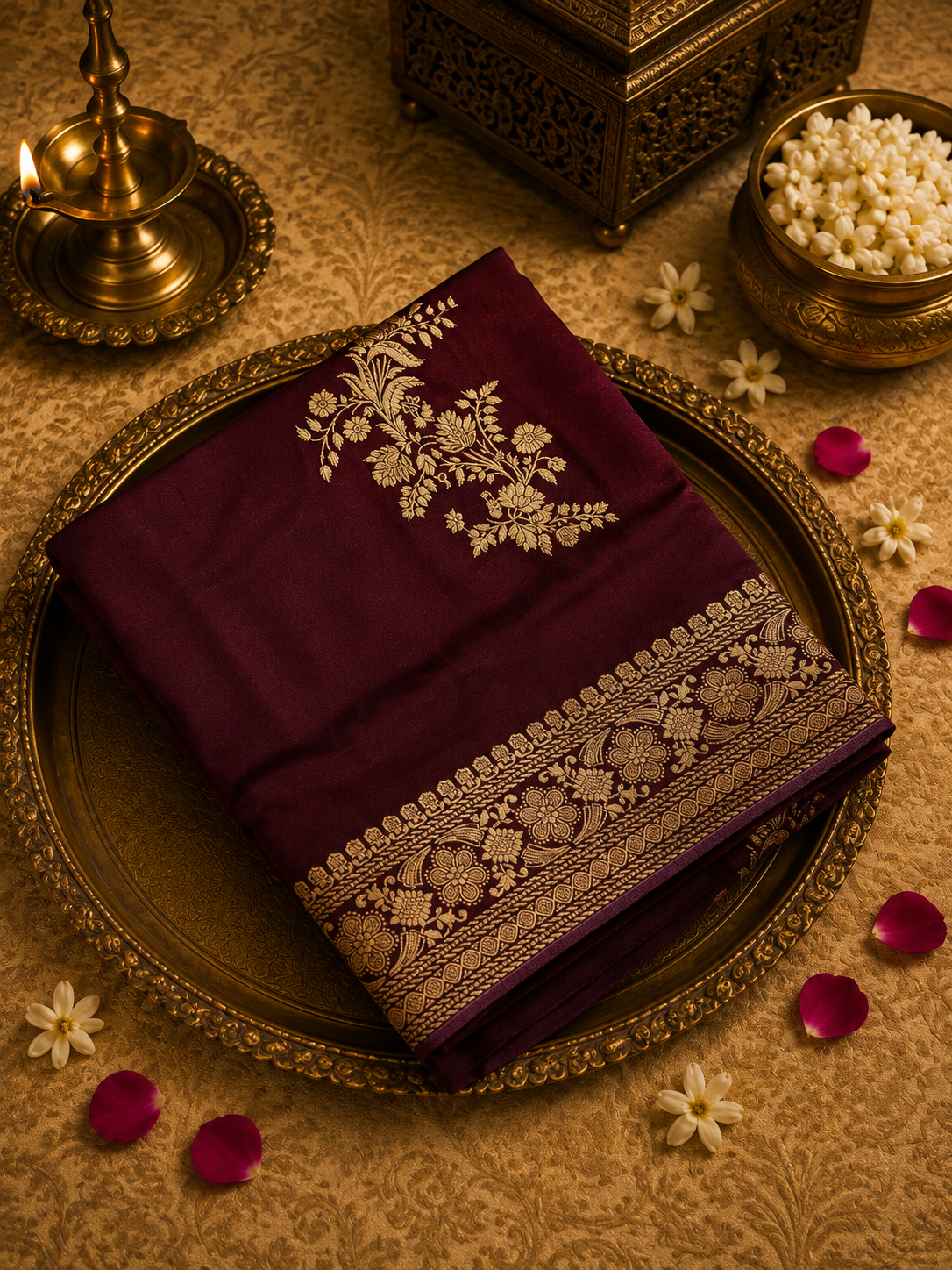 Premium Crepe Georgette Saree (wine)
