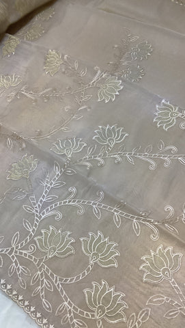 Pure organza saree with embroidery work