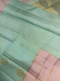 Pure 1G gold zari handloom Kanjeevaram Silk Saree- Silk mark certified- PS2414 Lilac X Pastel green