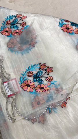 Pure Paper Crush Organza Saree