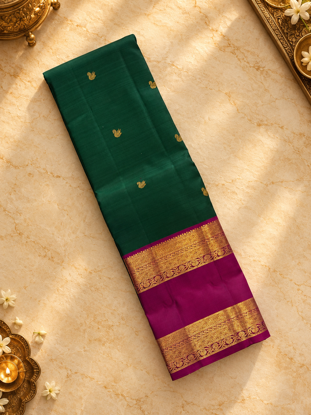 Pure 1G gold zari handloom Kanjeevaram Silk Saree- Silk mark certified- PS2397