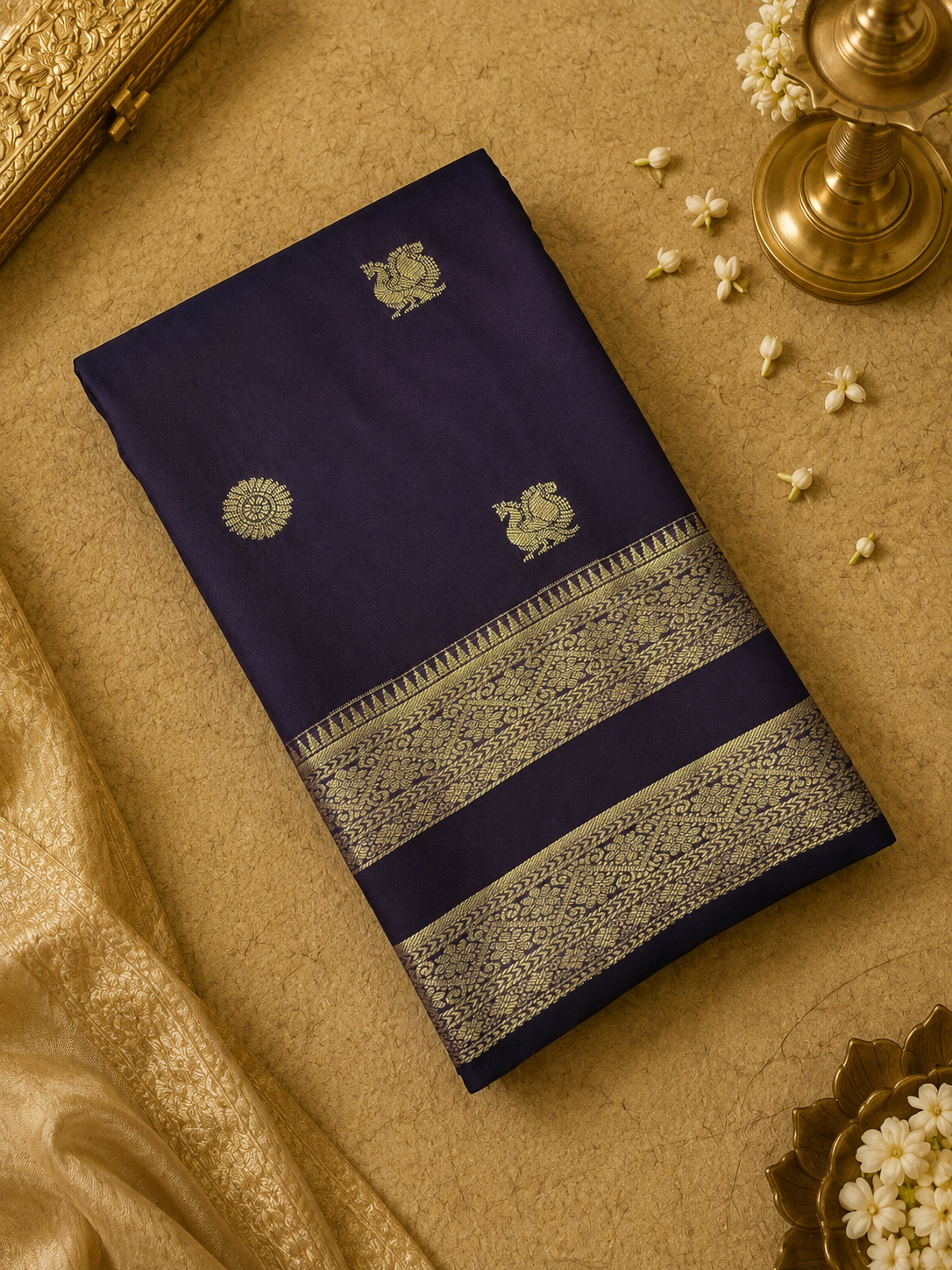 Premium Semi Kanchipuram Silk Saree (DARK)