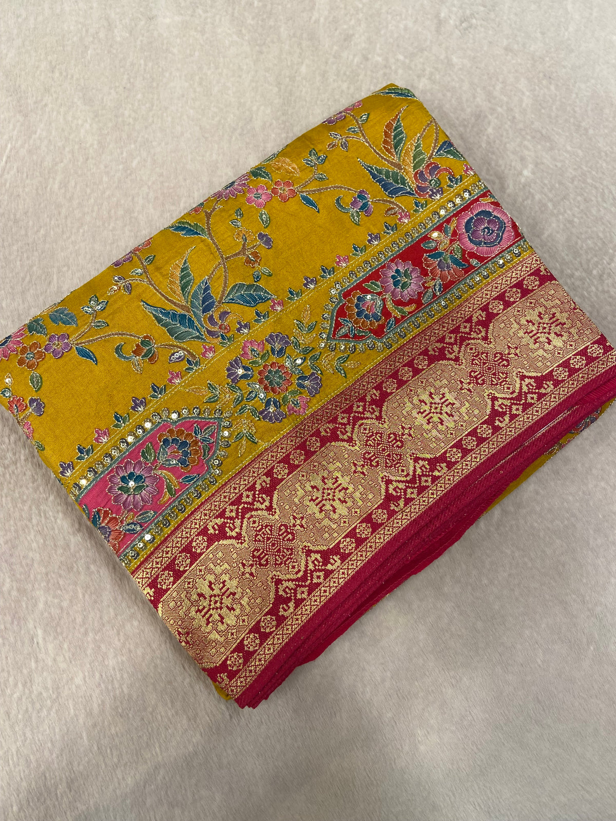 Premium Banarasi Crepe Kalamkari Saree