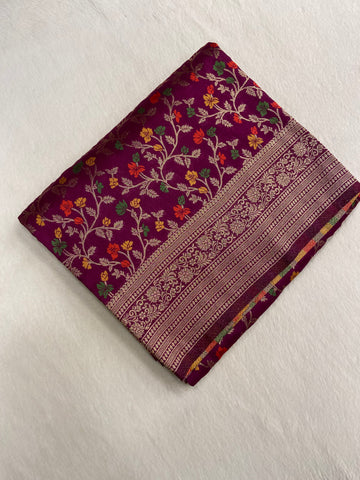 Premium semi Mashru silk saree (Wine)