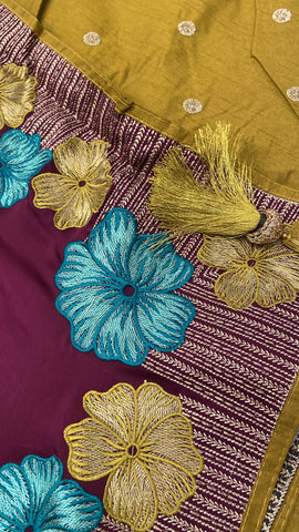 Premium Flora Crepe Silk Saree With Embroidery Border