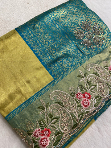 New concept in bridal soft tissue semi silk saree