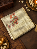 Tissue Bridal Semi Silk  Saree With Work - 902493