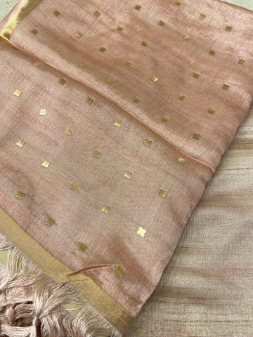 Premium Tassar With Sequins Work (peach)