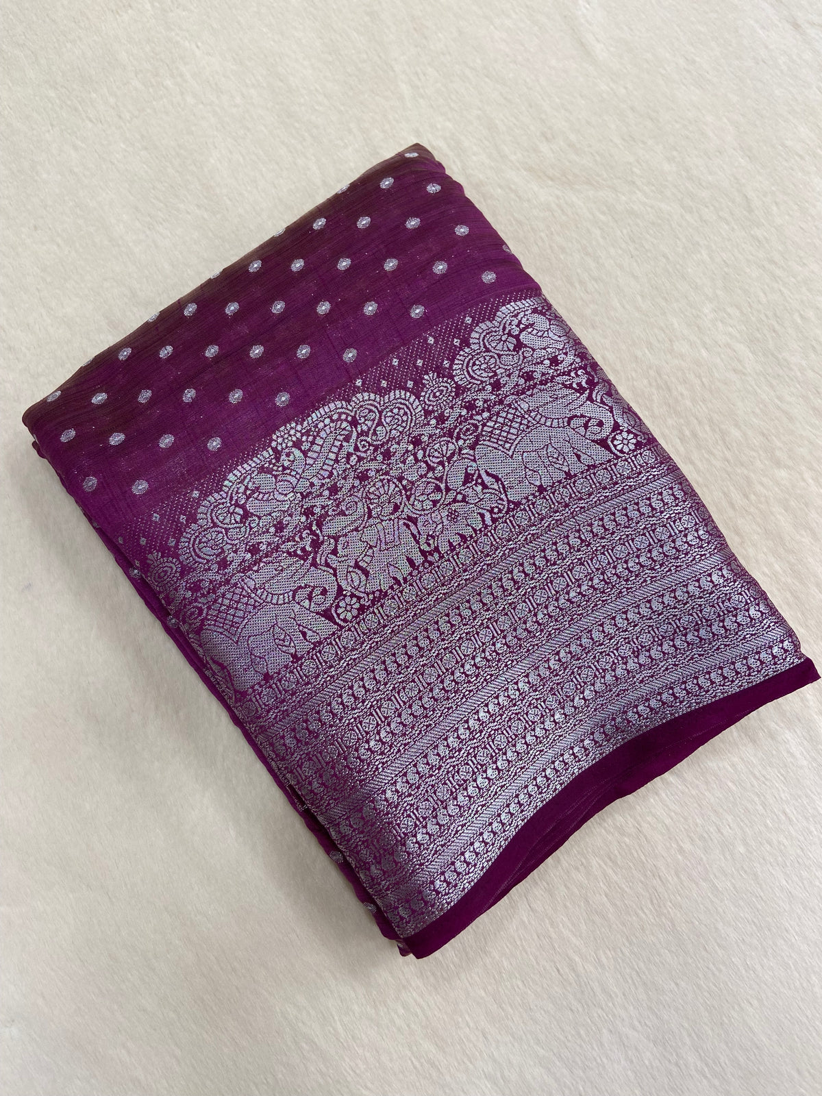 Butter Crepe Silk Saree(Wine)