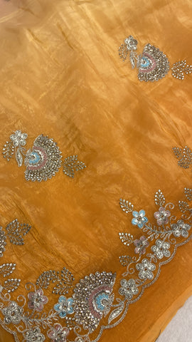 Designer Chinnon Saree With Work