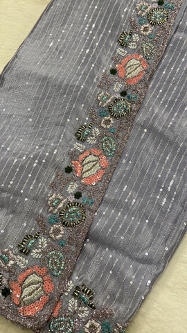 Pure Chinnon Saree with sequence work