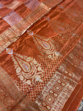 Pure Chinnon crepe Saree- 902541 Orange
