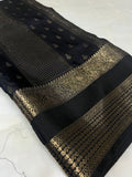 Pure Mix Crepe Mysore Silk Saree- Black