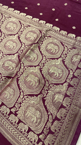 Premium Crepe Satin Silk Saree (Wine)