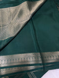 Pure Mix Mysore Crepe Silk Saree- Bottle green
