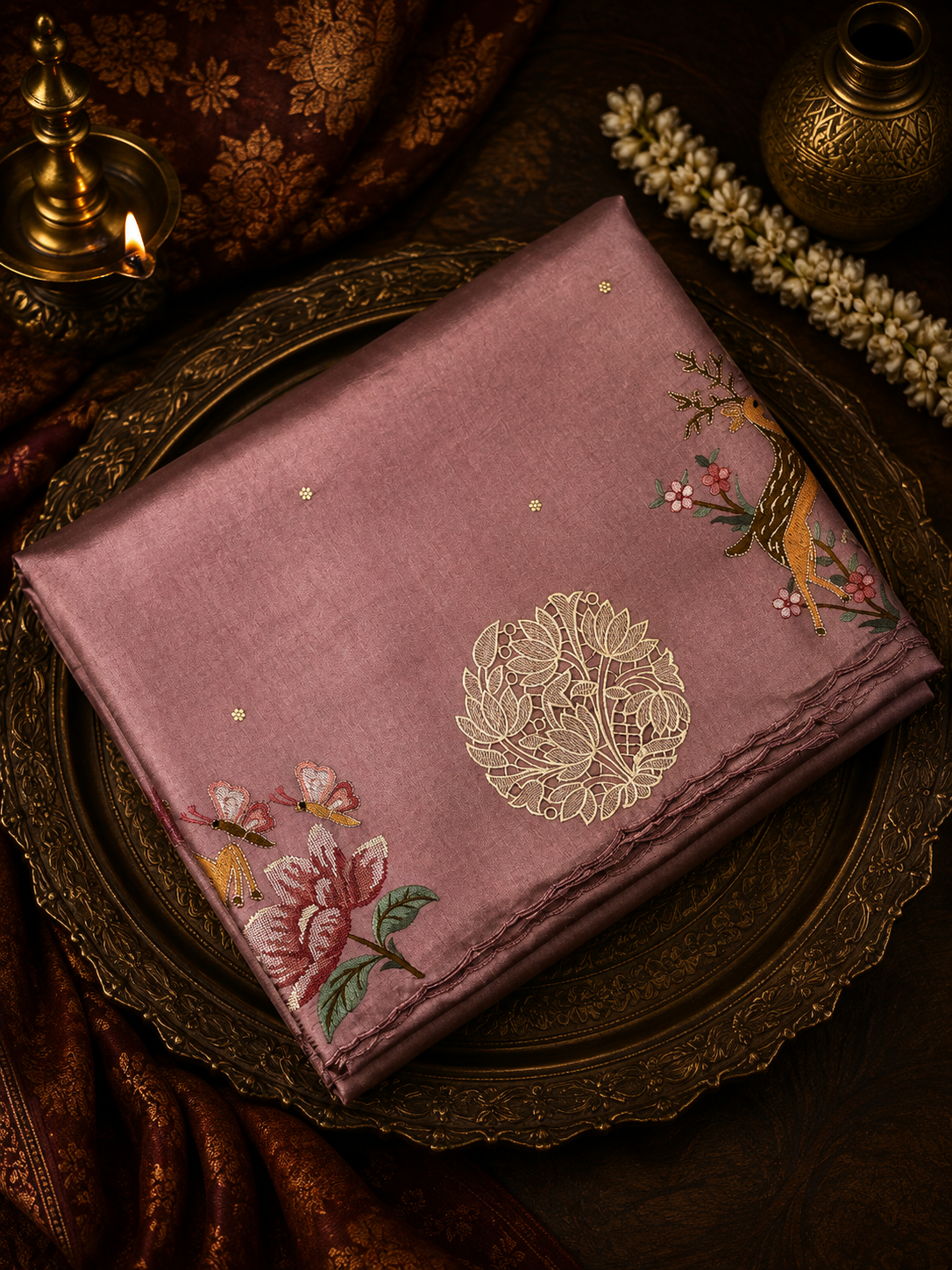 Premium Quality Soft Tussar Saree With Thread Embroidery