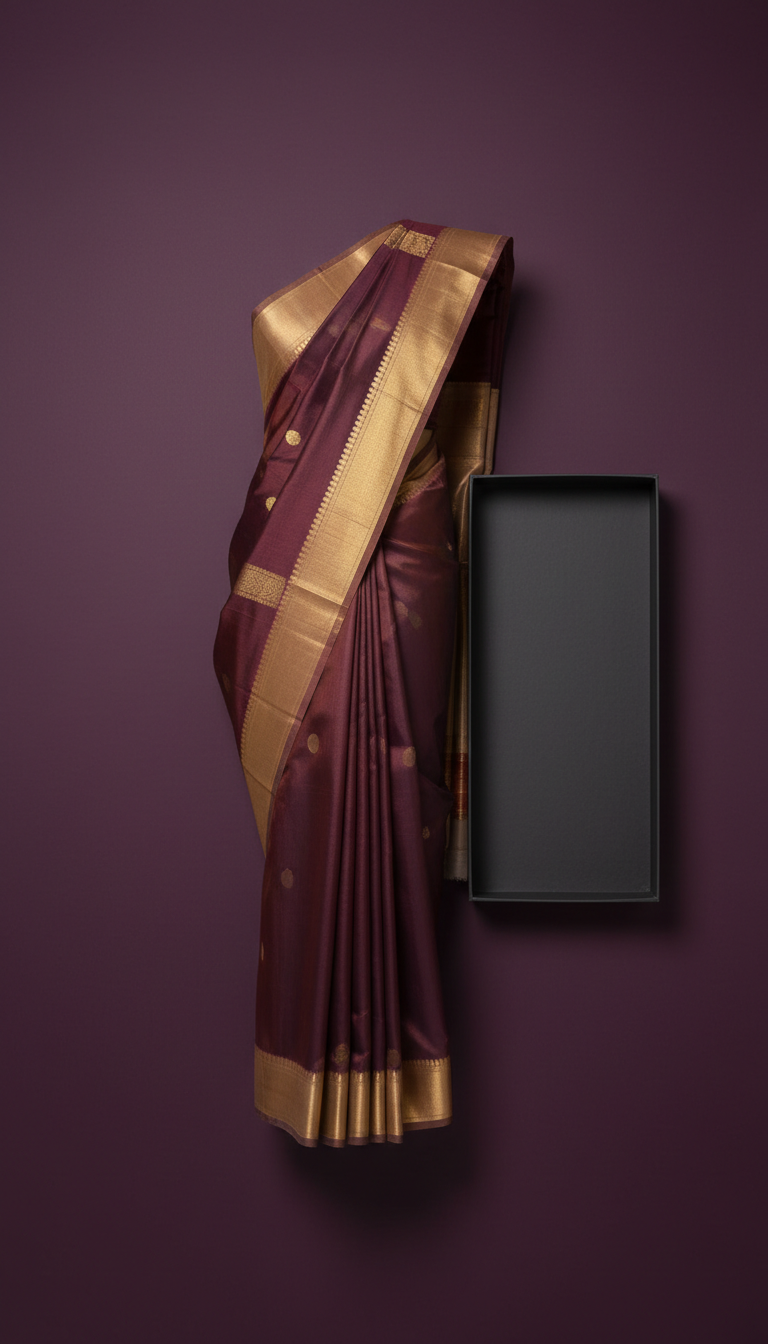 Sandalwood Blush Silk Saree with Minimal Zari Weave