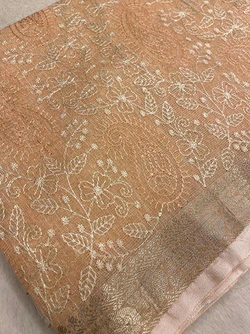 Organza saree with embroidery work