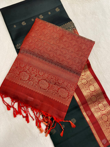 Pure Handloom Kanjeevaram Soft Silk Mark Certified Saree