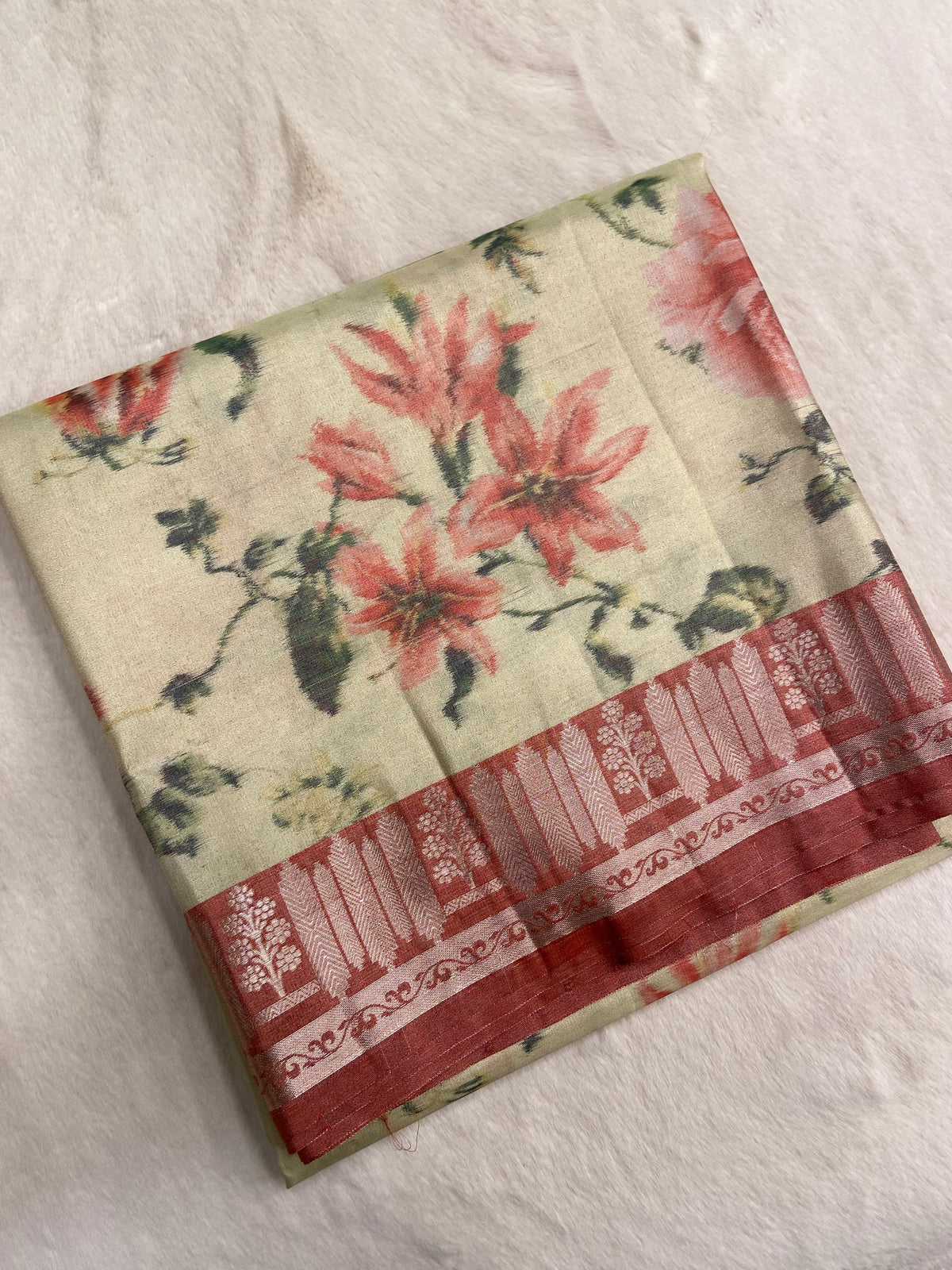 Premium digital print semi Kanchipuram silk saree