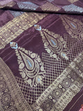 Pure Chinnon crepe Saree- 902541 Chocolate brown