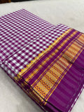 Premium quality Ilkal cotton saree- Wine and white