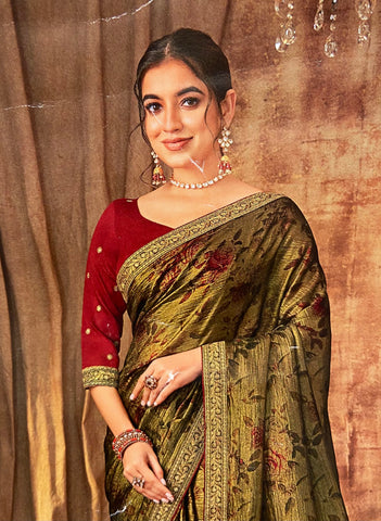 Premium Crush Organza Saree
