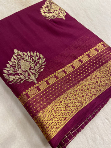 Premium wrinkle crepe silk saree