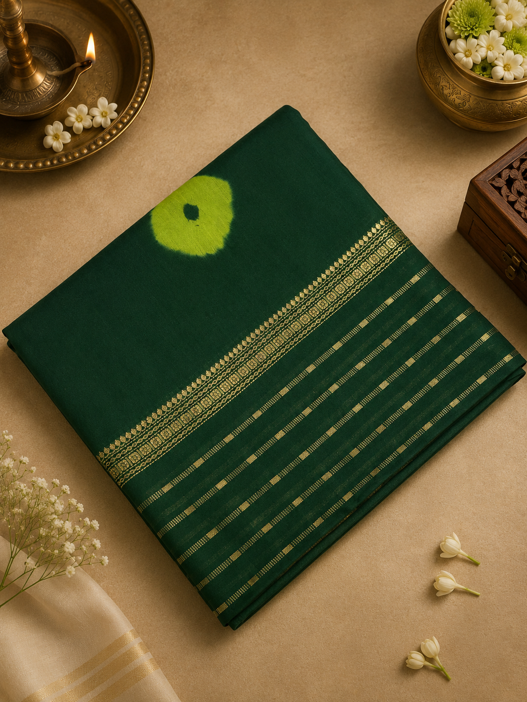 Premium Semi Chanderi Saree With Batiq Print
