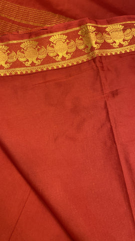 Premium Semi Crepe Mysore Silk Saree With Double Blouse (rust)