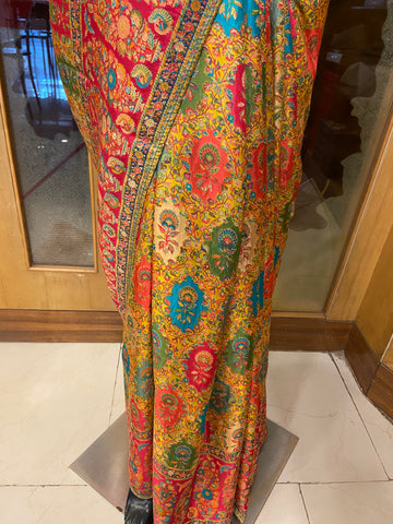 Premium Banarasi crepe kalamkari saree