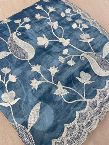 Premium Crush Organza Saree💙