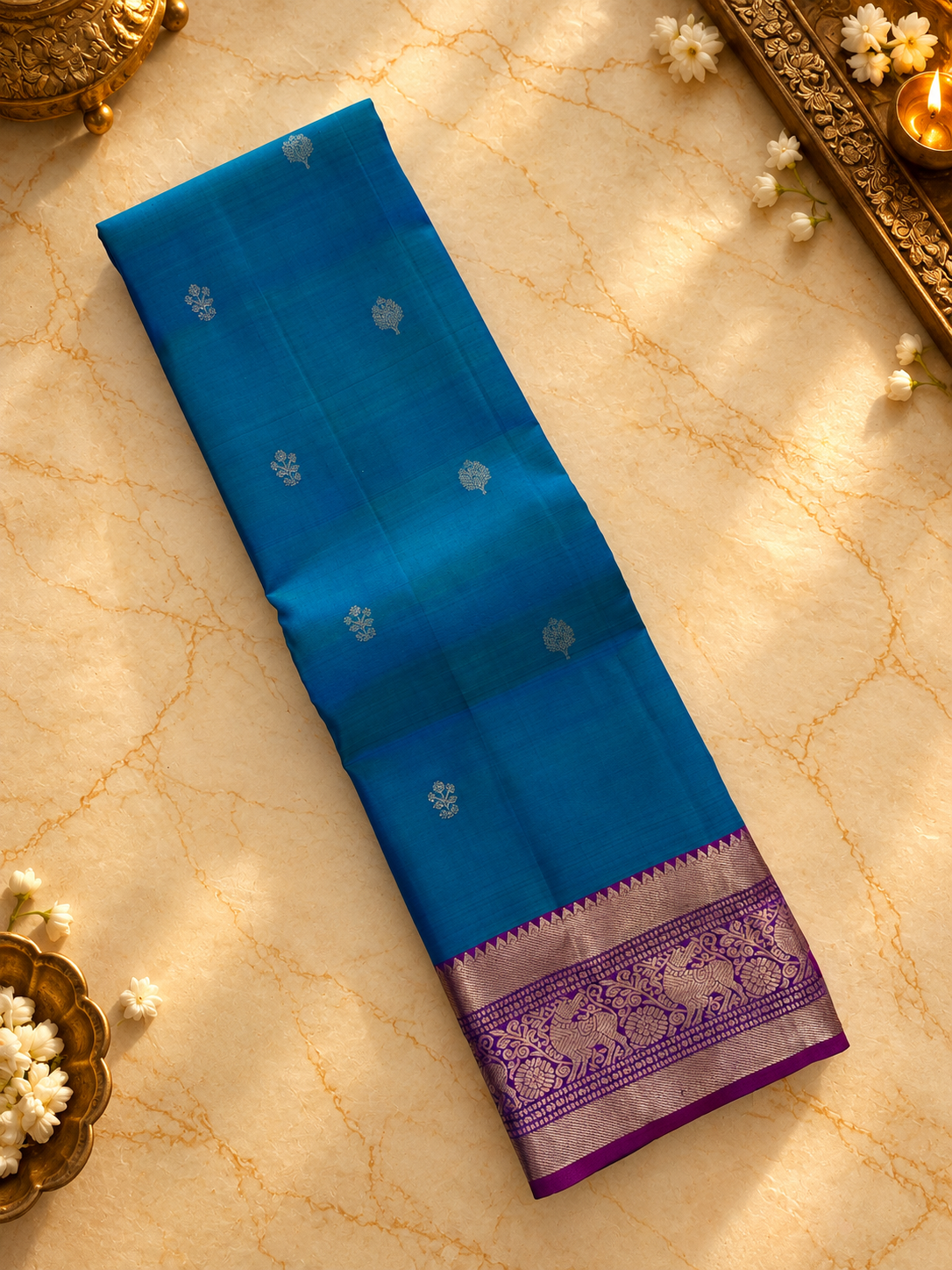 Pure 1G gold zari handloom Kanjeevaram Silk Saree- Silk mark certified- PS2401