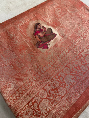 Premium Crepe Satin Silk Saree (peach)