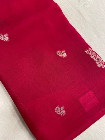 Pure Chinnon Saree(Pink)✨