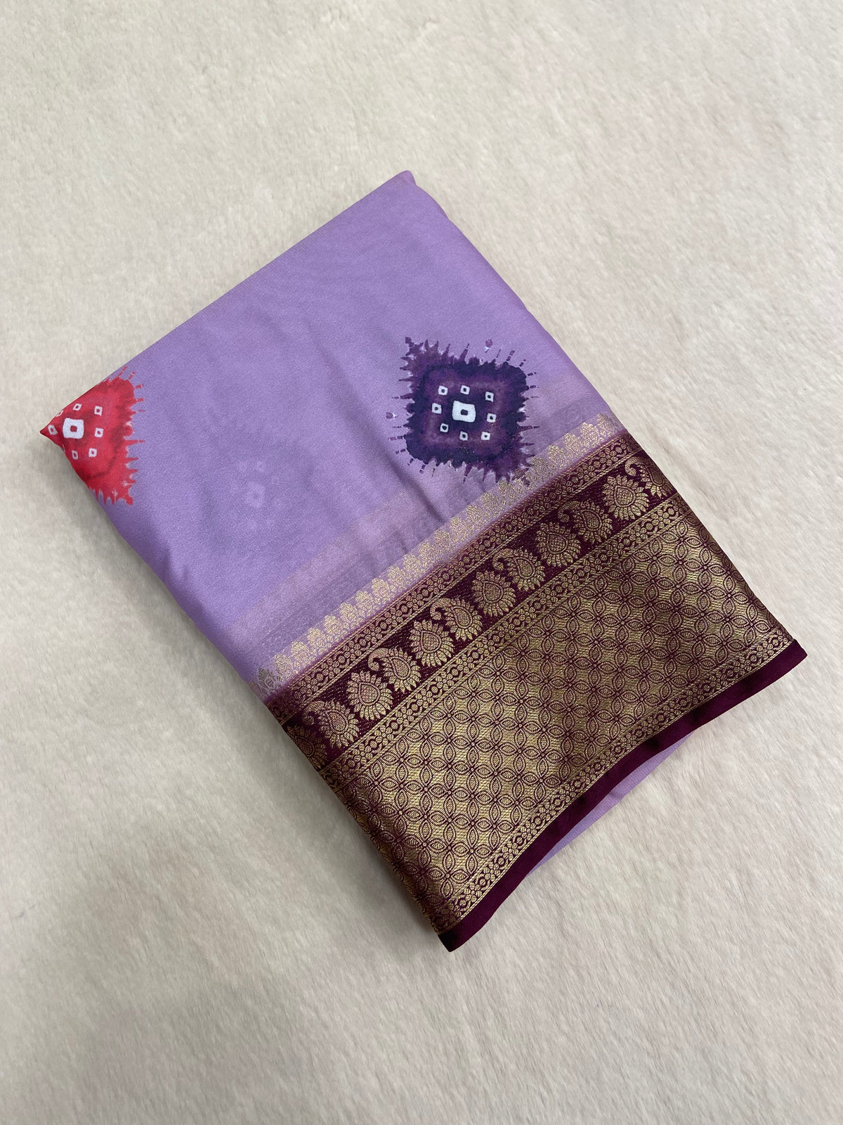 Premium Crepe Bandhini Saree (Dark)