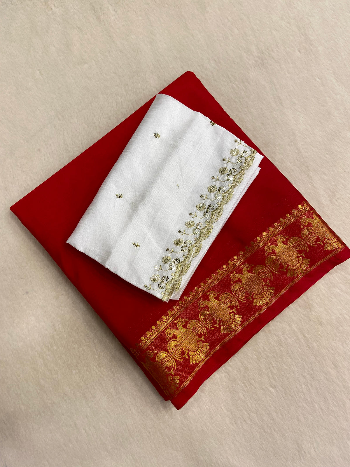 Premium Semi Crepe Mysore Silk Saree With Double Blouse❤️