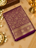 Premium Semi Mysore Silk Saree Brocade Design (Wine)- 902139