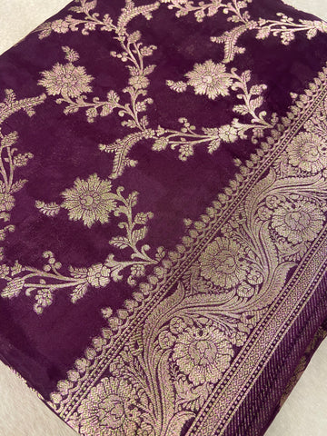 Premium Crepe Satin Silk Saree (wine)
