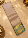 Pure 1G gold zari handloom Kanjeevaram Silk Saree- Silk mark certified- PS2414 Biegish X Baby blue