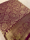 Premium Semi Mysore Silk Saree Brocade Design (Wine)- 902139