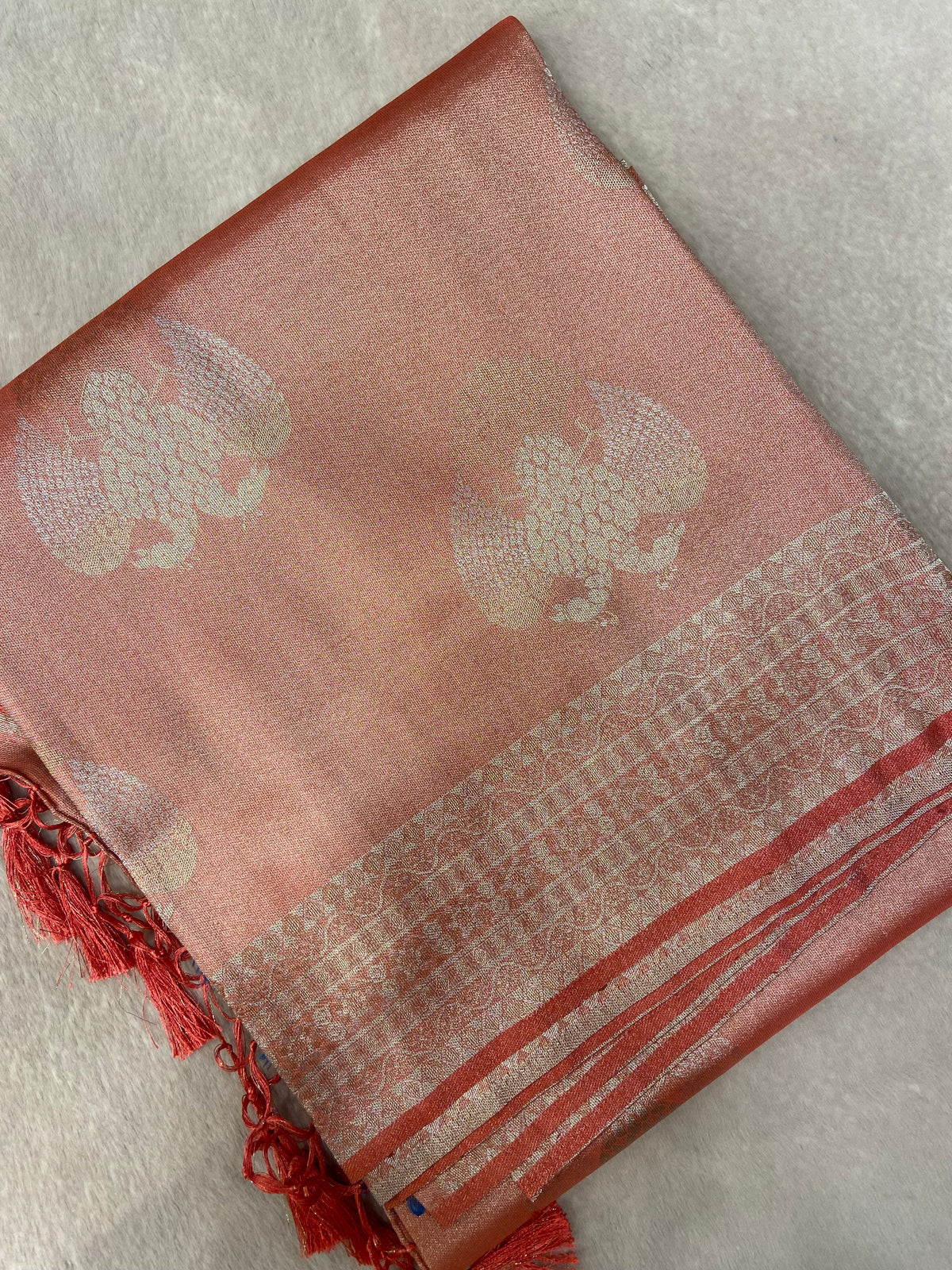 Bridal Semi Tissue Silk Saree (peach)