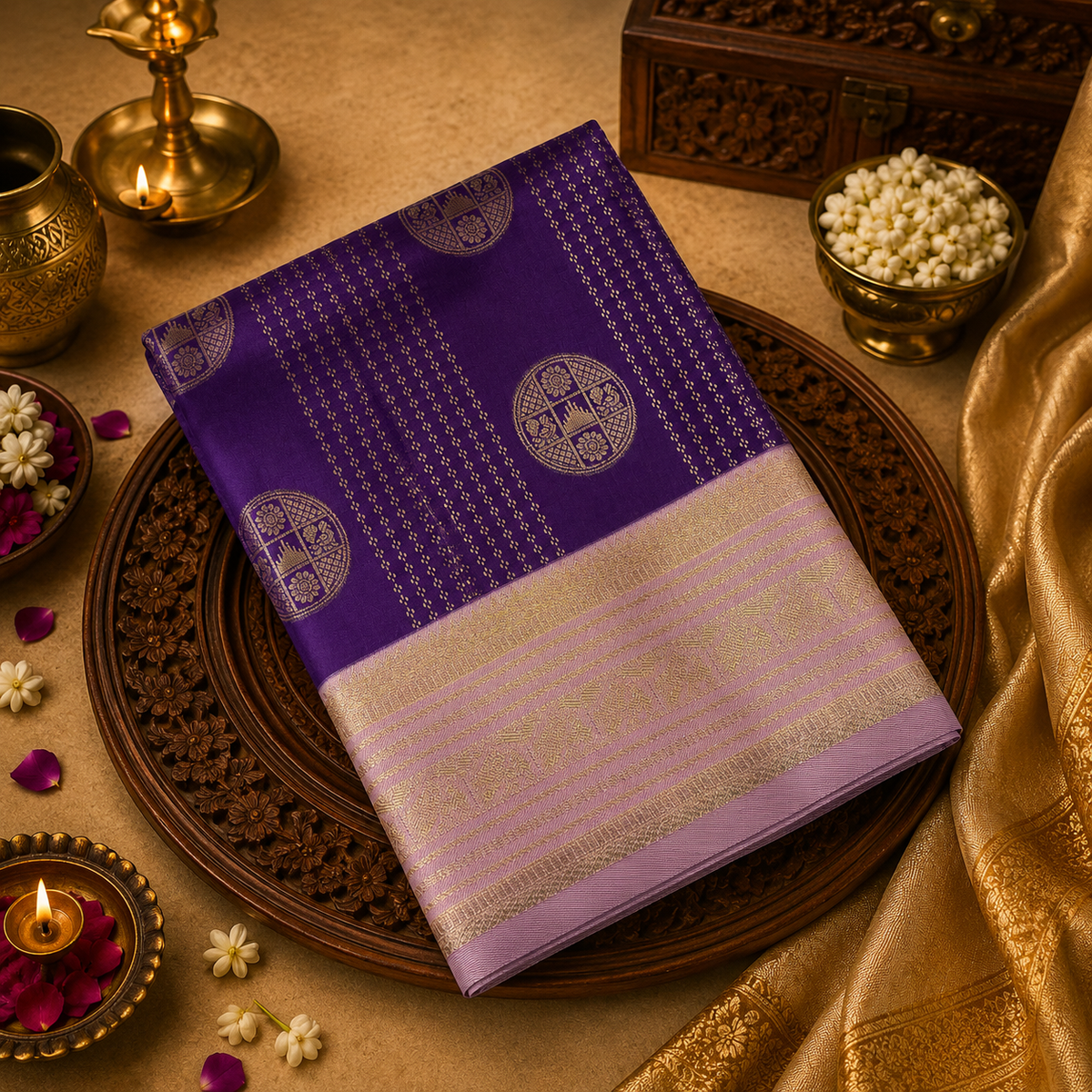 Premium Semi Kanchipuram Silk Saree💜✨