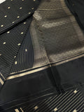 Pure Mix Crepe Mysore Silk Saree  (Black)