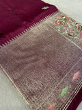 Premium Russian Dola Silk Sare With Embroidery