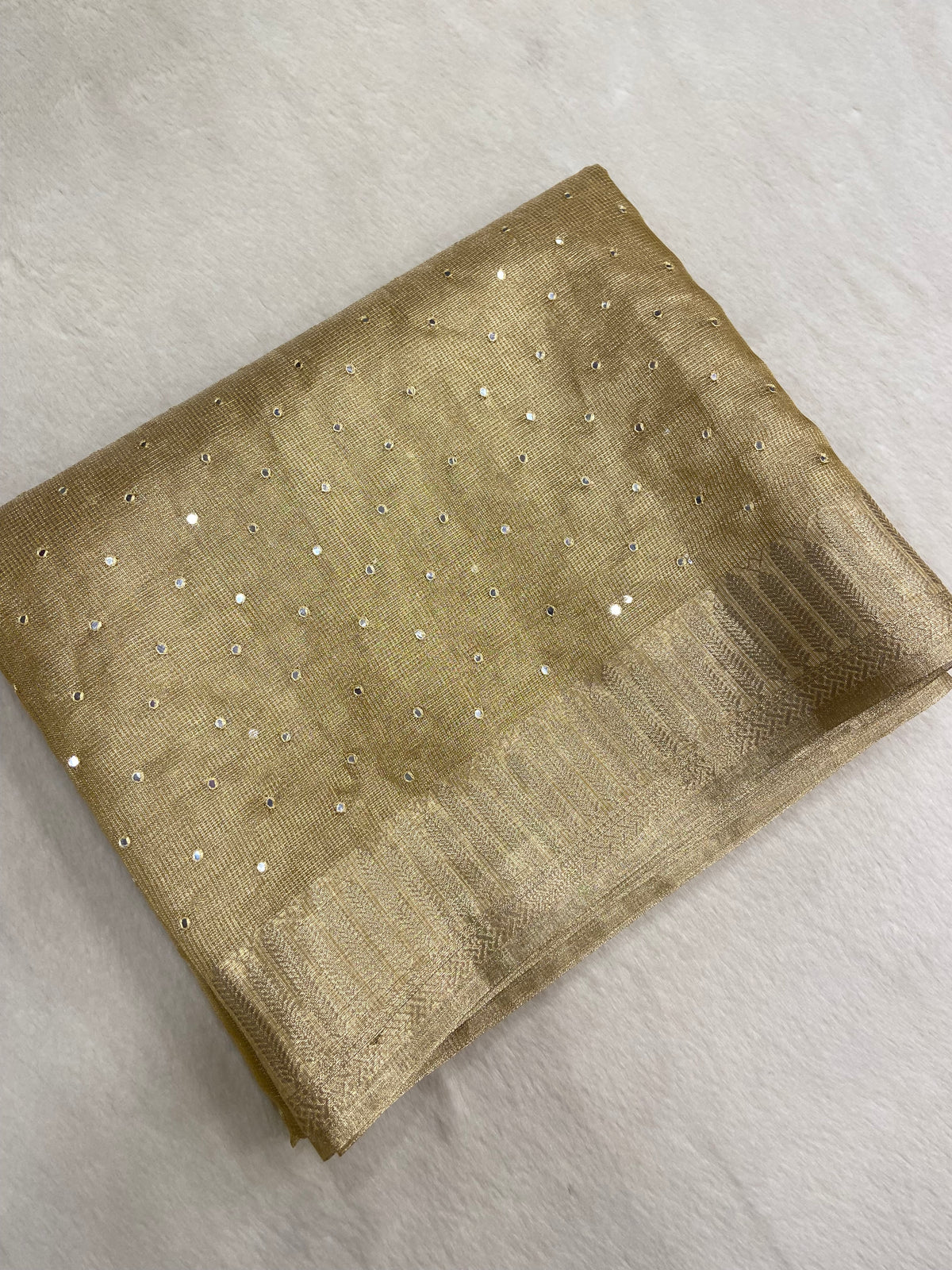Soft Organza with mirror work (Gold)