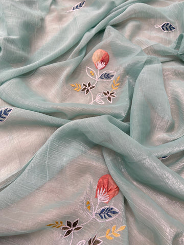Premium Crush Organza Saree 💚