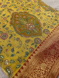 Premium Banarasi Crepe silk Saree With Appliqué Work - 902647