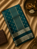 Pure Mix Crepe Mysore Silk Saree  (Bottle green)